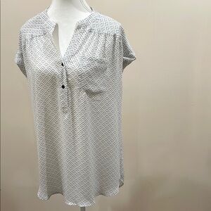 White and Black Patterned Blouse